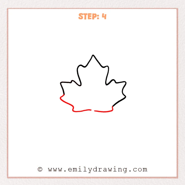 how to draw a fall leaves - Fall leaf drawing with the lower left and lower right edges connected by soft curves, leaving a small opening at the bottom center.